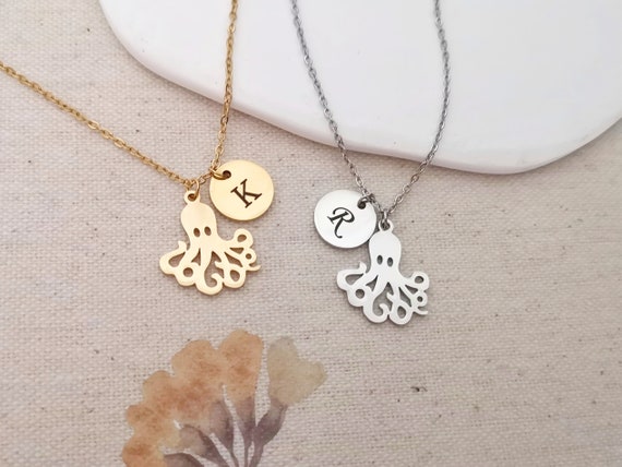 Personalized Octopus Necklace Custom Necklace Name Necklace Octupus Jewelry Best Friend Gift Christmas Gift D12