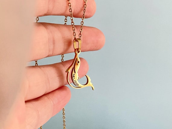 Custom Dolphin Necklace Name Necklace in Stainless Steel Children Jewelry Birthday Gift Gold Chain