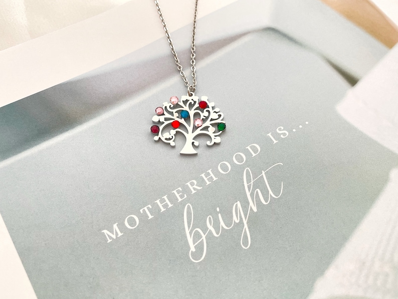 New Family Tree Necklace Birthstone Tree of Life Necklace Family Necklace Gift Family Grandmother Gift Mother's Day Gift Mother Necklace image 4