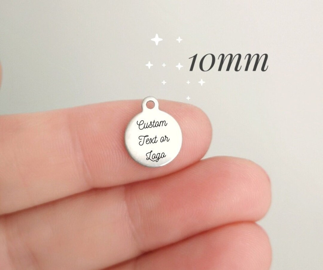 1/5/10/25/50/100/250/500PCS Logo Personalized Tag 10mm Custom Charms