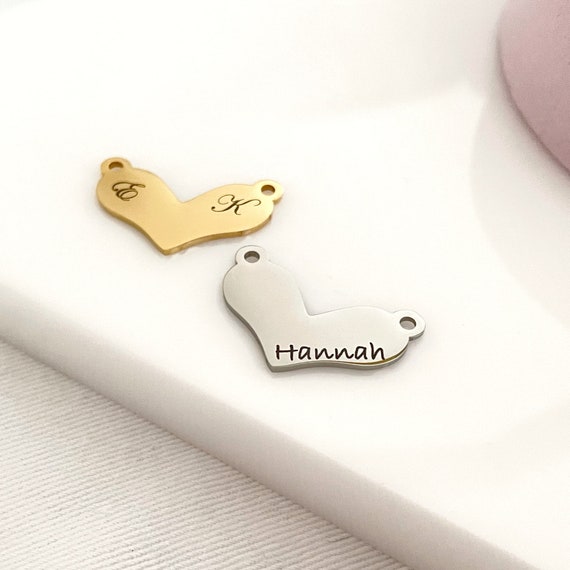 Personalized Heart Charm Heart Pendant in Stainless Steel Personalized Gifts