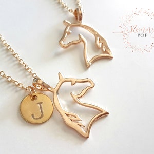Initial Personalized Horse Necklace Engraved Disc Initial Jewelry Horse Necklace Personalized Gift Birthday Gift Custom Necklace image 2