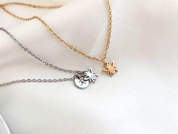 Tiny Bee Personalized Necklace Name Necklace Mother's Day Gift Custom Jewelry Minimalist Necklace D8