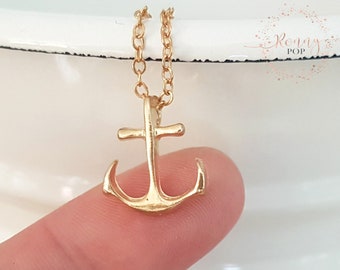 Anchor Necklace Boat Anchor Dainty Chain Boat Lovers Gift Floating Charms Mother Gift Mother Necklace Personalized Gift Aunt Gift Sister