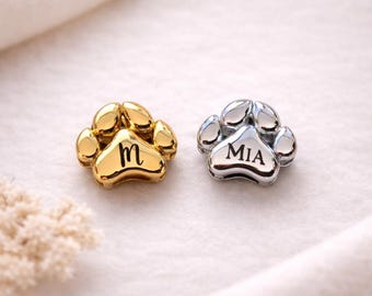 Personalized Paw Charm Dog/Cat – Name Engraved Pendant – Stainless Steel – Add-On Charm for Necklace or Bracelet – Christmas Gift