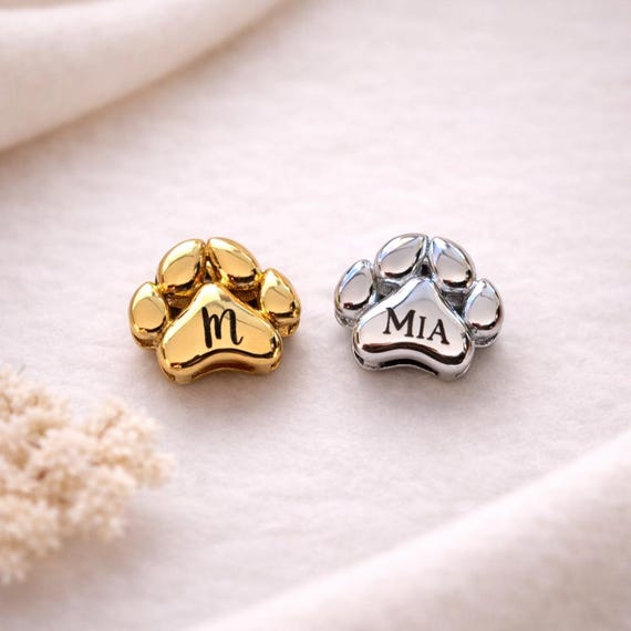 Personalized Paw Charm Dog/Cat – Name Engraved Pendant – Stainless Steel – Add-On Charm for Necklace or Bracelet – Christmas Gift