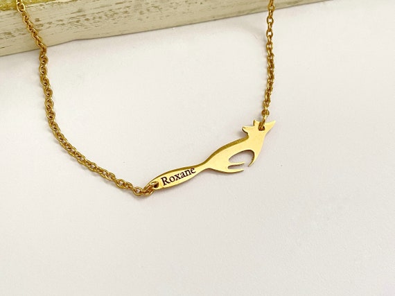 Personalized Fox Necklace Fox Name Necklace Fox Lovers Gift Custom Jewelry Personalized Gifts