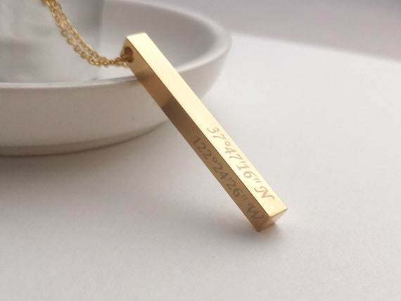 Personalized Bar Necklace Name Necklace Coordinate Necklace Personalized Jewelry Gift for Her Bridesmaid Gift Gift for Mom Custom JewelryV40