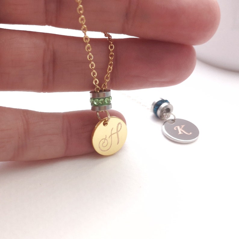Personalized Birthstone /& Initial Necklace Birthday Gift New Mom Gift Name Necklace Custom Jewelry Mother Necklace Stainless Steel BFF Gift