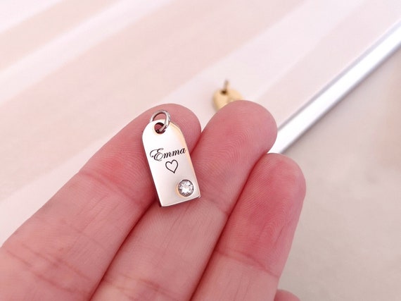 Zirconia Personalized Tag Personalise Charms Logo Custom Pendant Jewelry Supplies