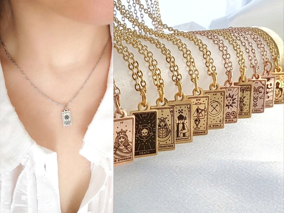 Collier de Cartes de Tarot Bijoux Carte de Tarot Arcane Majeure Collier Personnalisé Cadeau de Noël Charme Tarot