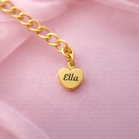Personalized Heart Tag Charm 6x9mm • Custom Name Pendant • Necklace Extension Tag • Family Jewelry Add-On • Mini Heart Charm MOD100