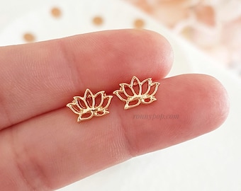 Lotus Earrings - Lotus Flower - Lotus Jewelry - Yoga Earrings - Flower Earrings - Dainty - Silver - Gold - Gift for her - Friend Gift - Gift