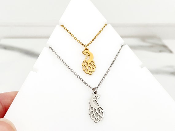 Peacock Necklace Initiale Disc Necklace Personalized Gifts Dainty Stainless Steel Chain Birthday Gift