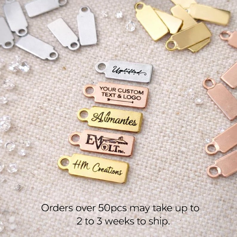 1/5/10/25/50/100/250/500PCS Logo Personalized Tag Custom Charms Bracelet Tag Disc Bracelet Stainless Steel Jewelry Supplies 4x10mm image 3