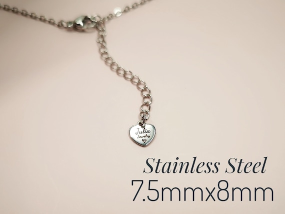 Small Heart Charm to Personalize Logo Tag Extension 7.5x8mm Stainless Steel Jewelry Supplies Pendant Brand MOD106