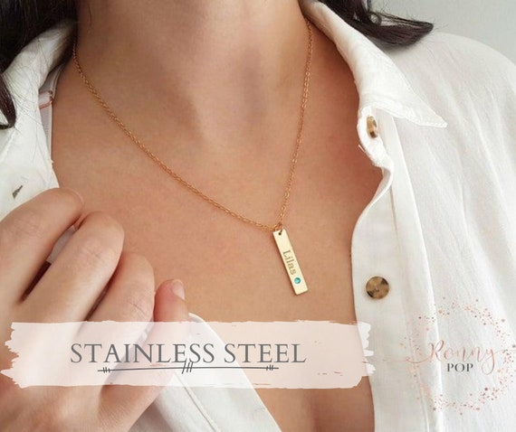 Birthstone Necklace Custom Name 