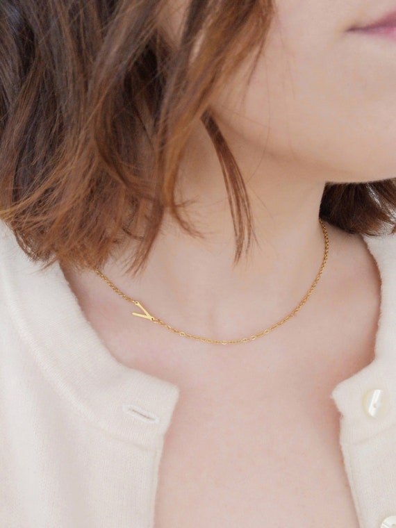 Tiny Initial Necklace Minimalist Initial Bracelet  Personalized Letter Necklace Bridesmaid Gift