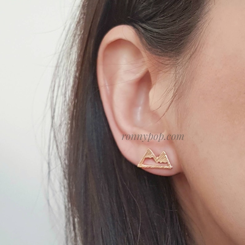 Ski Earrings Gift Idea Mountain Stud Earrings Gift Jewelry Dainty Earrings Christmas Gift Friend Gift Sister Gift Silver