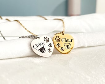 Personalized Heart & Dog Paw Necklace Breed Dog Necklace Dog Mom Gift Custom Necklace Sister Gift