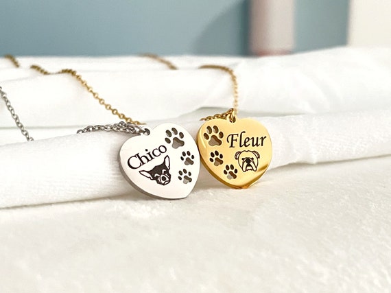 Personalized Heart & Dog Paw Necklace Breed Dog Necklace Dog Mom Gift Custom Necklace Sister Gift