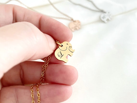 Dainty Personalized Elephant Necklace Custom Name Necklace Lucky Charm Jewelry Gift for Mom Mother's Day Gift