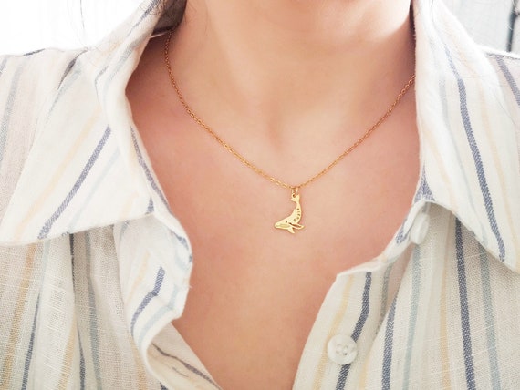 Personalized Small Whale Necklace Name Necklace Whale Jewelry Custom Jewelry Personalized Gifts Birthday Gift