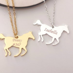 Personalized Horse Necklace Custom Jewelry Name Necklace Souvenir Gift Christmas Gift Horse Equestrian Animal Necklace Horse Lover Gift BBF