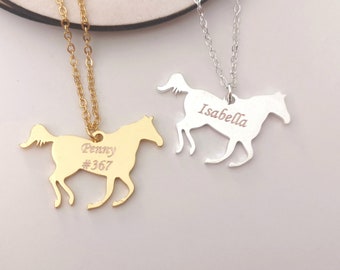 Personalized Horse Necklace Custom Jewelry Name Necklace Souvenir Gift Christmas Gift Horse Equestrian Animal Necklace Horse Lover Gift BBF
