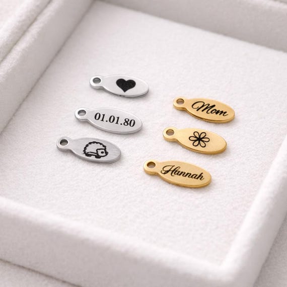 1/5/10/25/50/100/250/500PCS Logo Personalized Tag Custom Charms Bracelet Oval Tag Bracelet Stainless Steel Jewelry Supplies 4x10mm