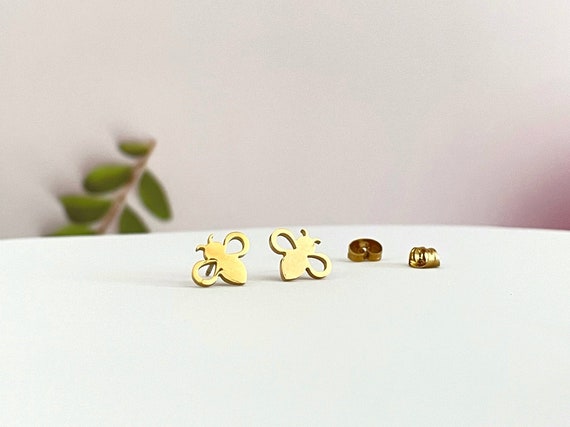 Tiny Bee Stud Earrings Stainless Steel Earrings Hypoallergic Earrings Gift for Bee Lovers