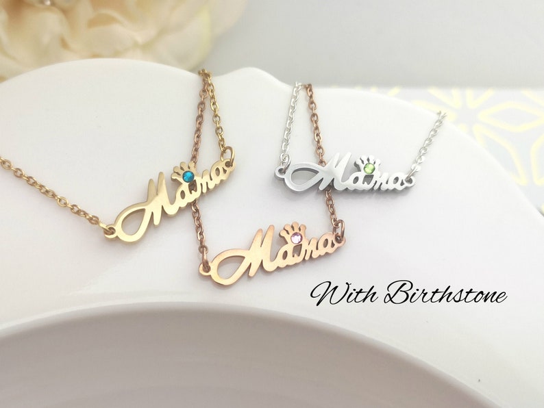 Personalized Mother Necklace Birthstone Necklace New Mom Gift Grandma Gift Custom Jewellery Gifts for her Mother/'s Day Gift Mama Necklace