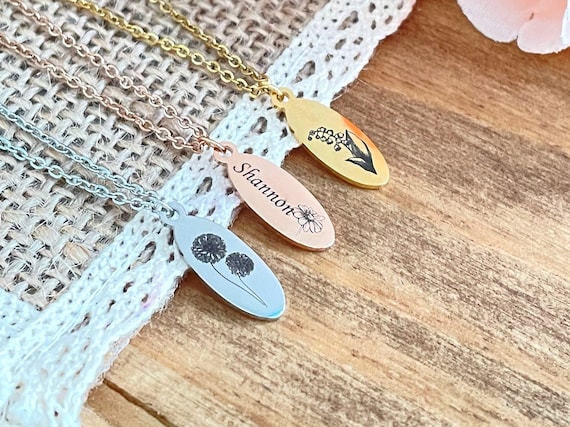 Personalized Birth Flowers Necklace Dainty Necklace Birthay Gift Mother's Day Gift Grandma Gift Personalized Gift VOV17