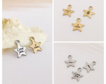 Tiny Star Personalized Logo Charm Custom Tag Personalised Pendant in Stainless Steel Jewelry Supplies Star Charm