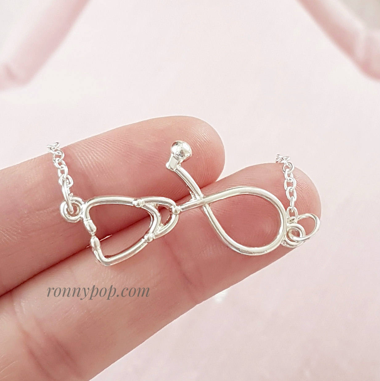 BELUCKIN Nurse Jewelry Set - Stethoscope Charm Necklace & Dangle Earrings, Heart Love Medical Gift For Women-716675