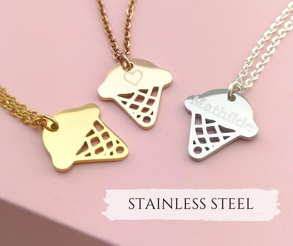 Personalized Ice Cream Cone Necklace 
