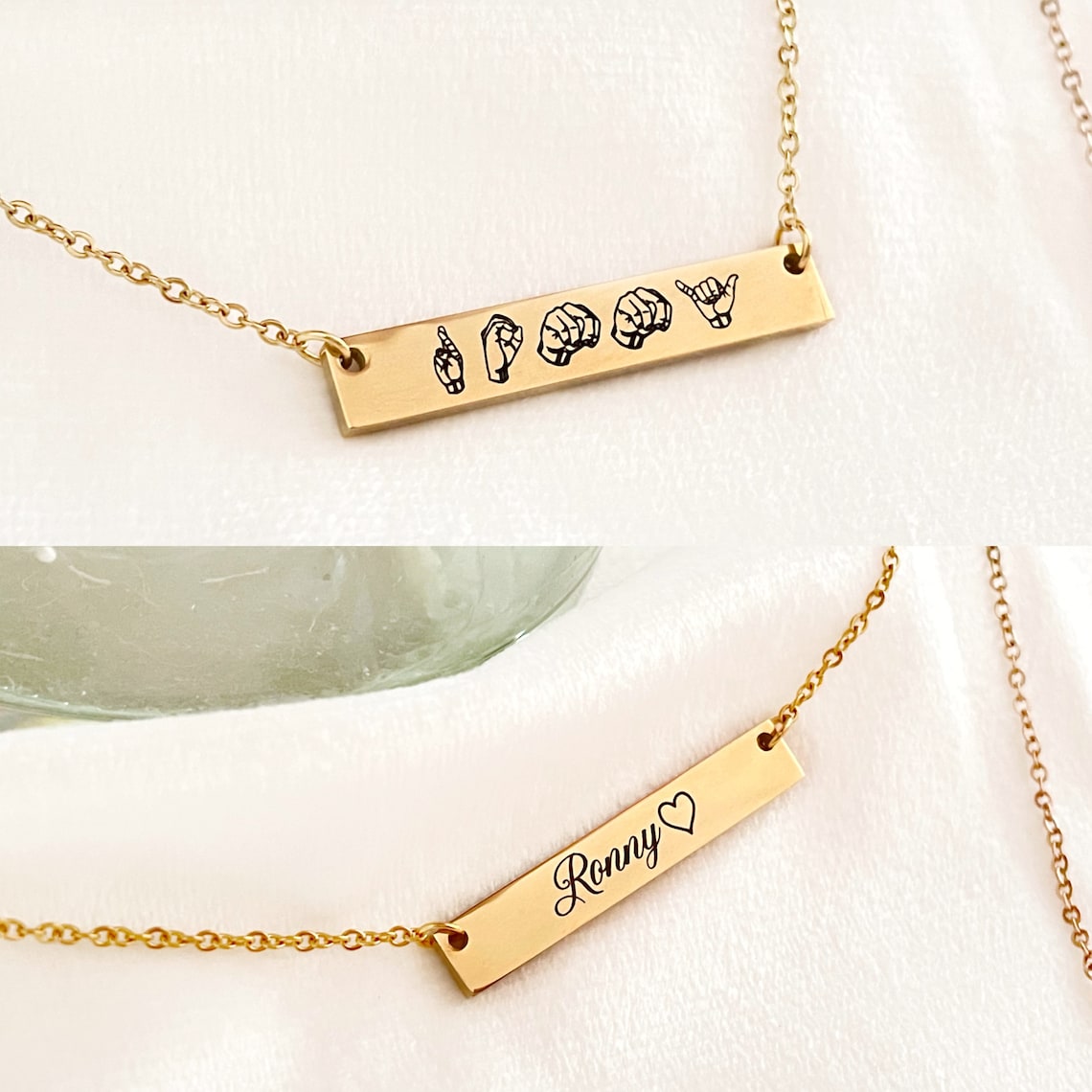 Sign Language Necklace ASL Necklace Name Necklace Custom Bar Etsy