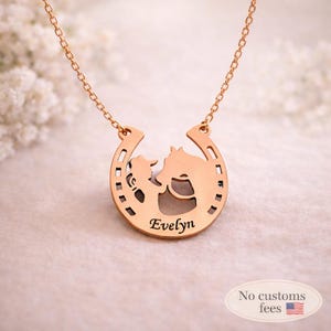 Horse Girl Necklace Personalized Horse Charm Necklace Mom Horse Gift Horseshoe Necklace Lucky Jewelry Horse Mother Gift Custom Jewelry Gift