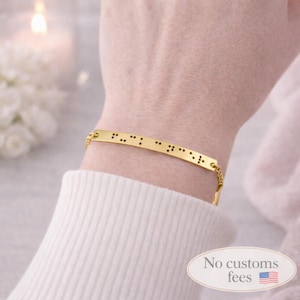 Engraved Dainty Bar Braille Bracelet Braille Alphabet Name Jewelry Personalized Gift Best Friend Gift Customized Bracelet Sister Gift -H40