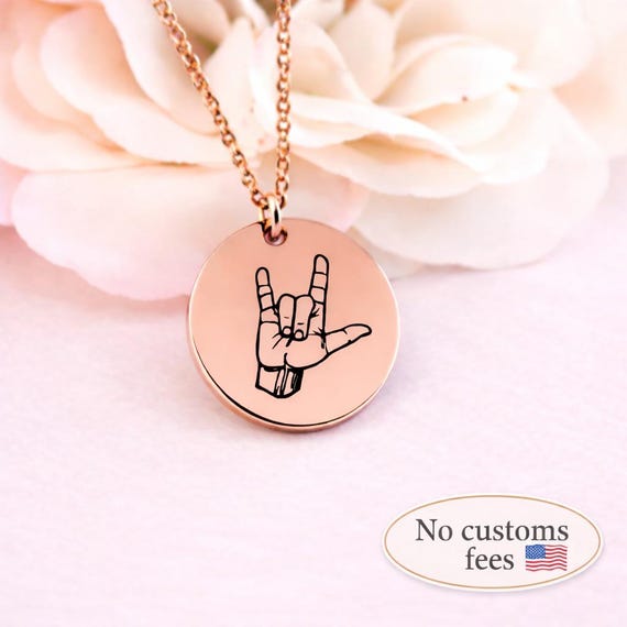 Initial Sign Language Necklace ASL Necklace Personalized Necklace Custom Gift ASL Sign Language Best Friend Gift Personalized Gift BFF Gift