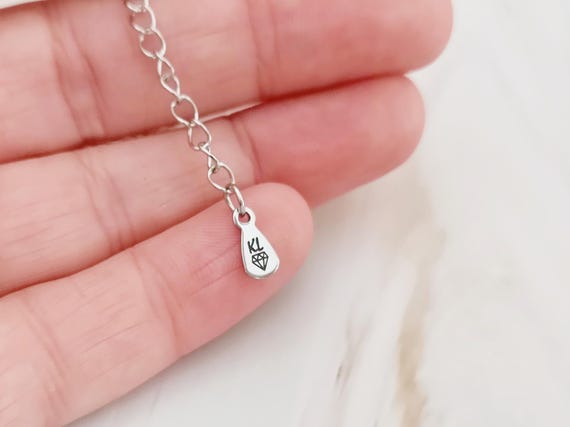 Tiny Logo Drop Charm Extension End 4x8mm Stainless Steel Jewelry Supplies Charm Customizable MOD101