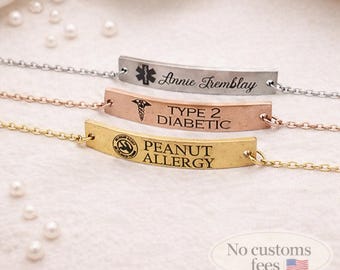 Personalized Medical Alert Bracelet Medical ID Bracelet Customizable Bracelet Stainless Steel Bangle Medical Identity Bracelet Security
