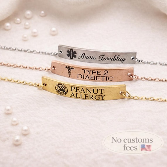 Personalized Medical Alert Bracelet Medical ID Bracelet Customizable Bracelet Stainless Steel Bangle Medical Identity Bracelet Security 