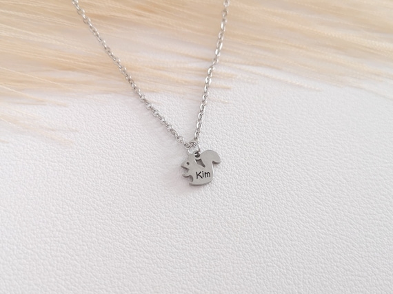 Tiny Squirrel Personalized Necklace Name Necklace Squirrel Necklace Christmas Gift Custom Jewelry Personalized Gifts