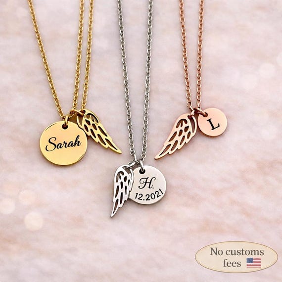 Memorial Jewelry Personalized Wing Bracelet Custom Initial Necklace Mourning Gift Sympathy Gift 