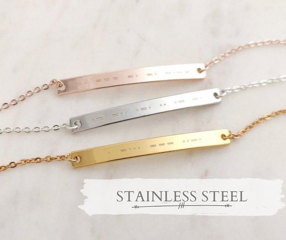 Morse Code Bracelet Personalized Bar Bracelet Engraved Jewelry Sister Gift Mother Gift Mother Bracelet Graduation Gift Secret Message - H40