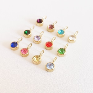 Small Personalized Birthstone Pendant Birthstone Charms Birthstone Necklace Stainless Steel Gold Chain Birthday Gift Mother&#39;s Day Gift