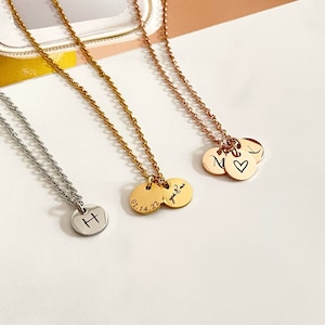 Personalized Disc Necklace Initial Necklace Name Necklace Dog Necklace Bridesmaid Gift Mother Gift D10