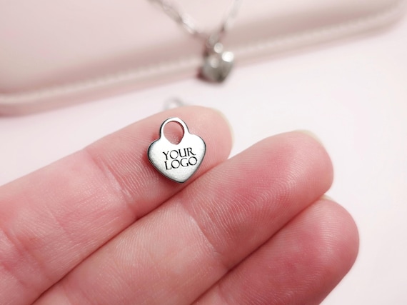 Tag Logo Heart Padlock Customizable Tag Stainless Steel Custom Charm Jewelry Making 1/5/10/25/50/100/250/500pcs MOD102