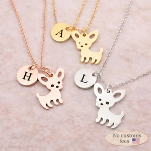 Initial Chihuahua Necklace Best Friend Gift Dog Necklace Initial Jewelry Personalized Gift Dog Lover Gift Sister Gift Souvenir Jewelry BFF